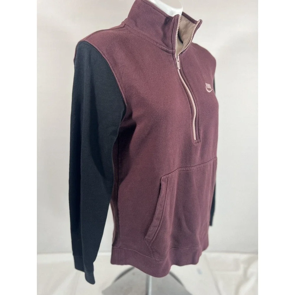 Nike Quarter Zip Pullover Womens Small Maroon Athleisure Streetwear‎